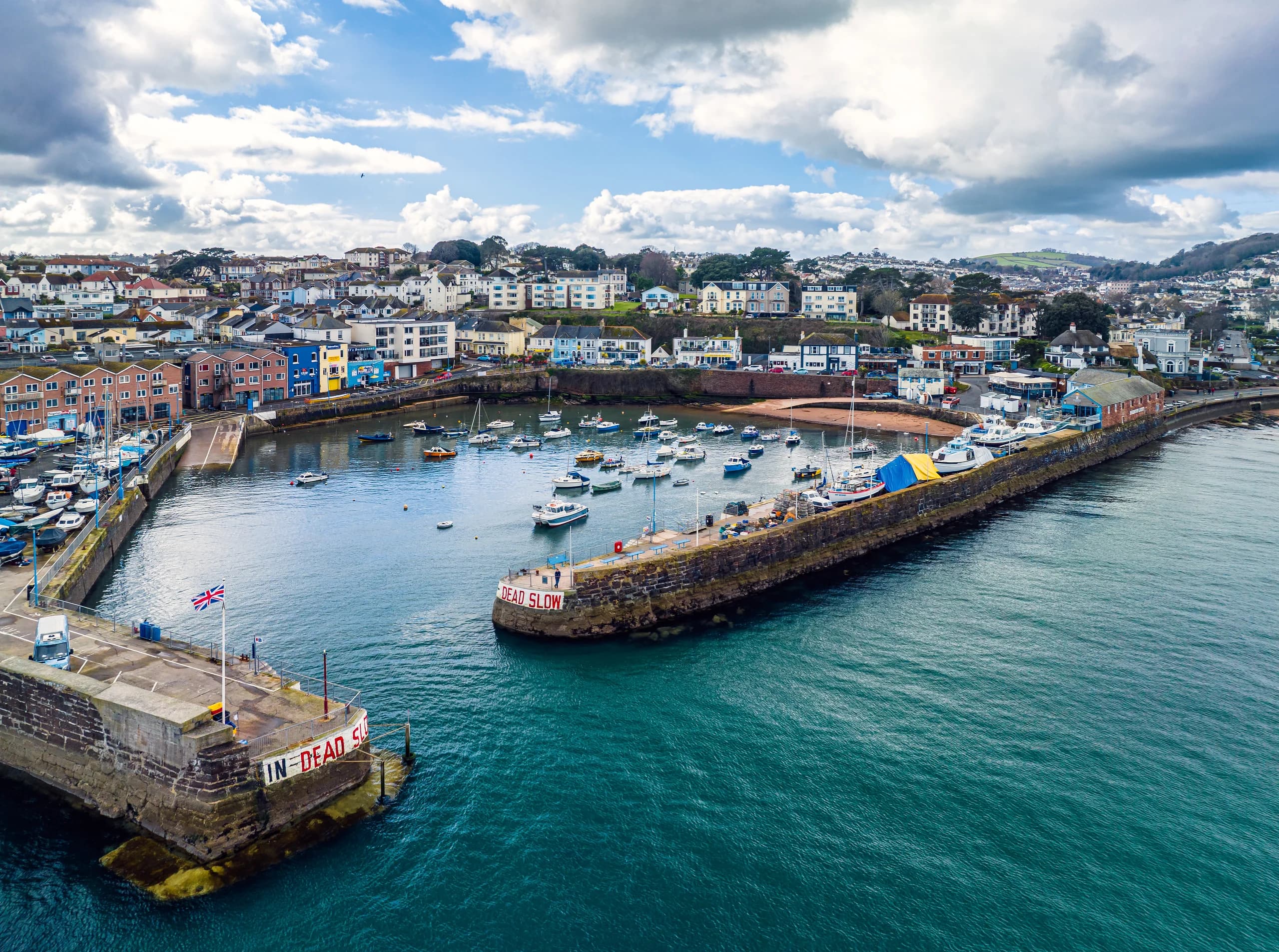 Paignton harbour on a bright winter day